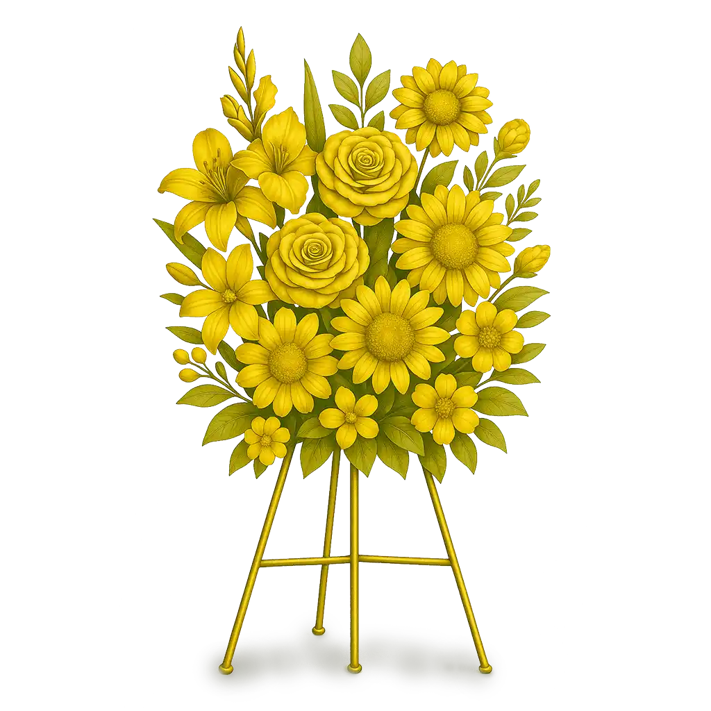 easel flower arrangement on metal stand in Iran